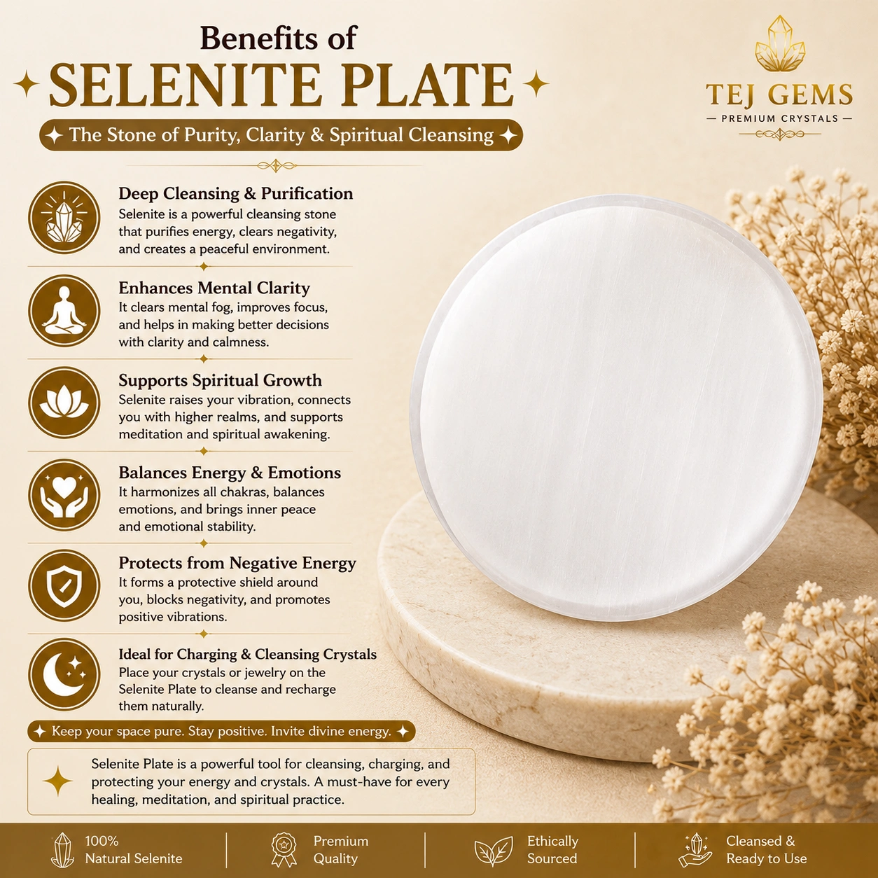 SELENITE PLATE (4 INCH ROUND) - Image 5